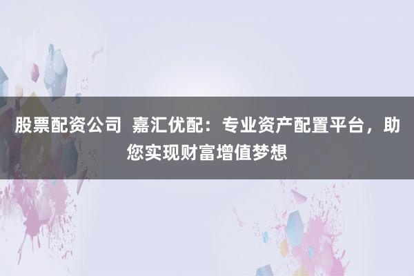 股票配资公司  嘉汇优配：专业资产配置平台，助您实现财富增值梦想
