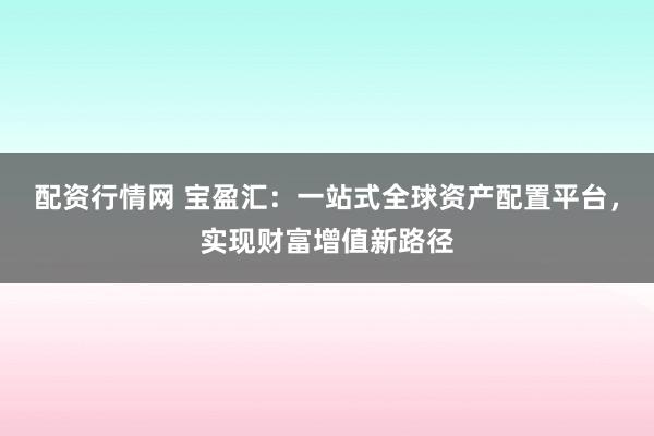 配资行情网 宝盈汇：一站式全球资产配置平台，实现财富增值新路径