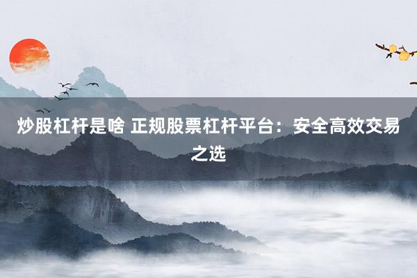 炒股杠杆是啥 正规股票杠杆平台：安全高效交易之选