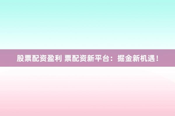 股票配资盈利 票配资新平台：掘金新机遇！