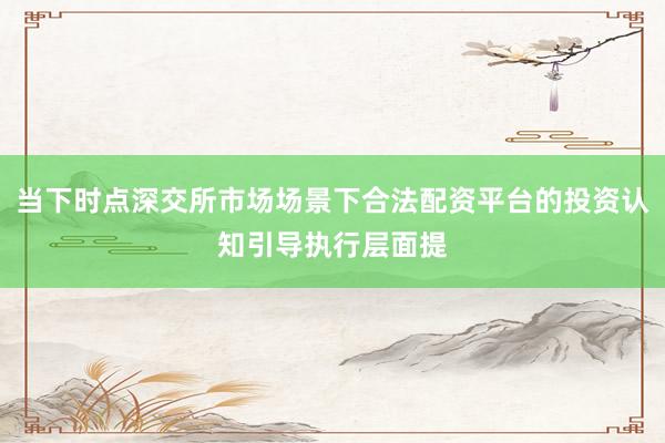 当下时点深交所市场场景下合法配资平台的投资认知引导执行层面提