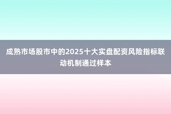 成熟市场股市中的2025十大实盘配资风险指标联动机制通过样本