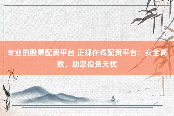 专业的股票配资平台 正规在线配资平台：安全高效，助您投资无忧