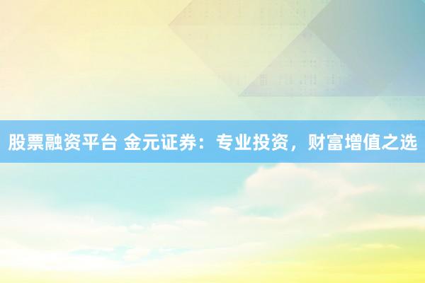 股票融资平台 金元证券：专业投资，财富增值之选