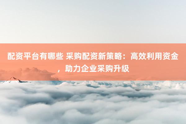 配资平台有哪些 采购配资新策略：高效利用资金，助力企业采购升级