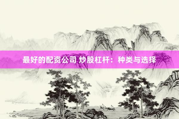 最好的配资公司 炒股杠杆：种类与选择